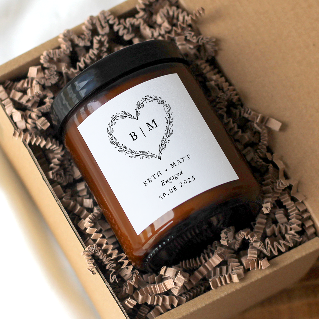 Heart Wreath Engagement Candle