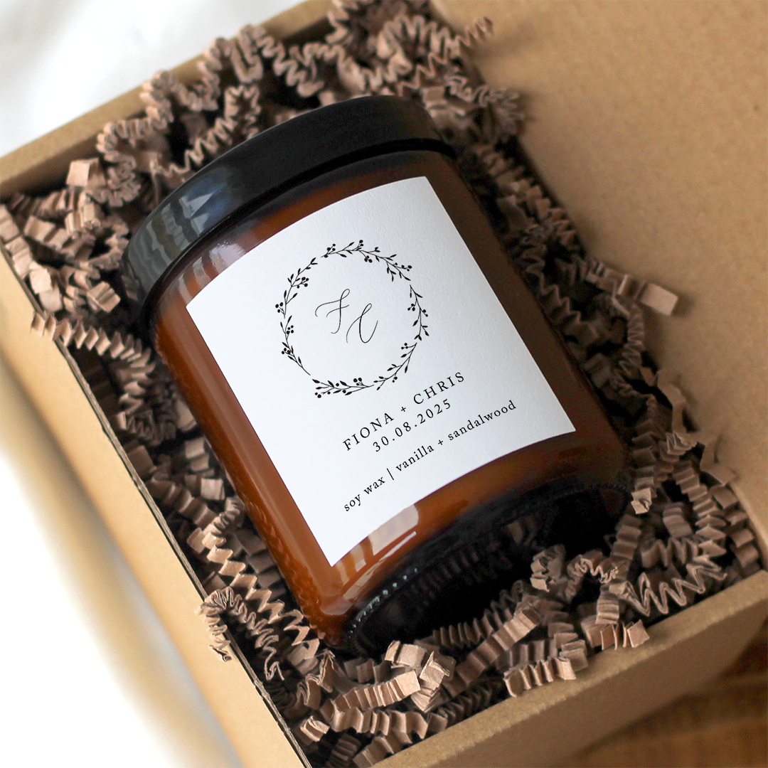 Floral Wreath Engagement Candle