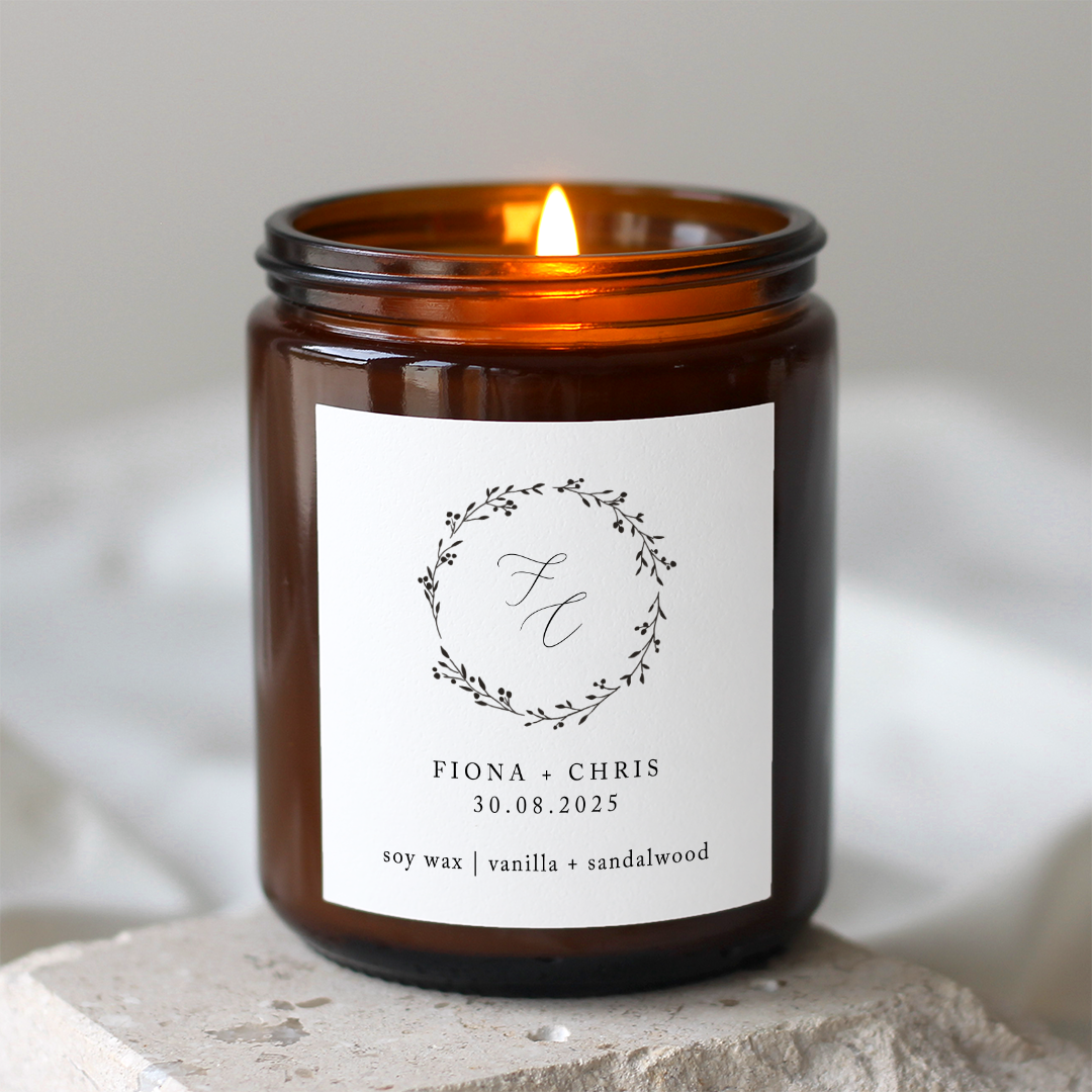 Floral Wreath Engagement Candle