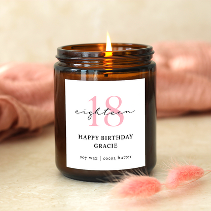Eighteen Birthday Personalised Candle