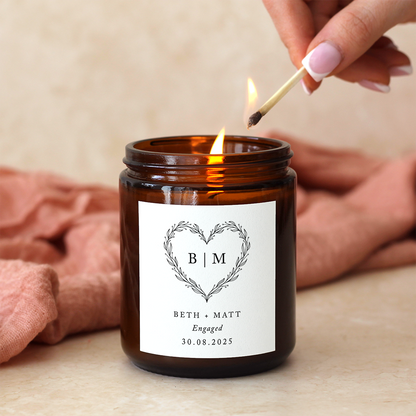 Heart Wreath Engagement Candle