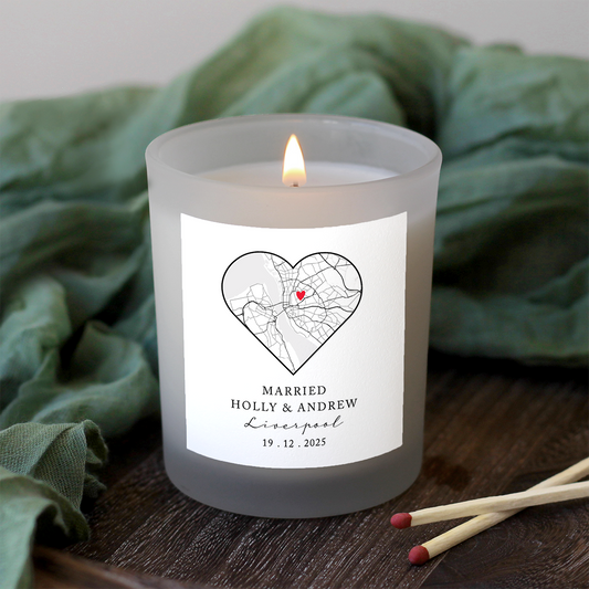 Heart Location Map Wedding Candle